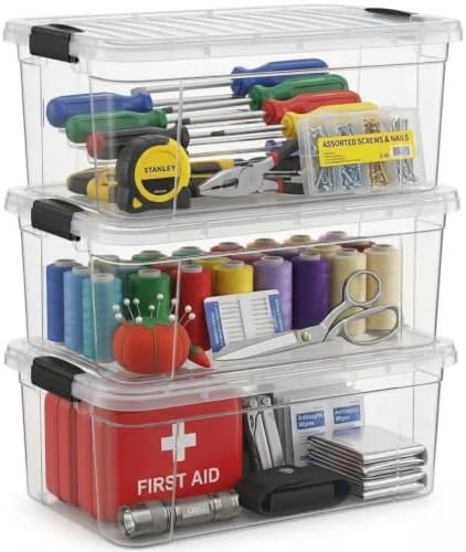 Superio 11 Quart Clear Plastic Storage Boxes with Lids, Stackable Organizer Containers, BPA-Free Storage Bins for Home, Office, School & Dorm, 3 Pack by Superio