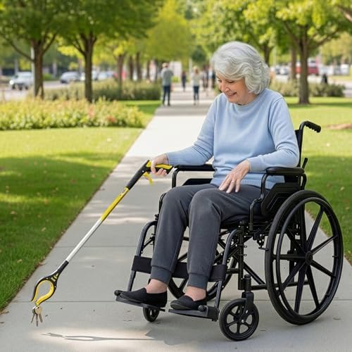 RMS 2-Pack 32 Inch Extra Long Grabber Reacher with Rotating Jaw (Yellow) - Image 2