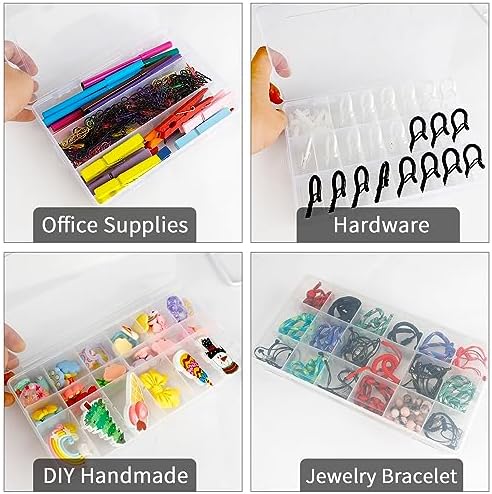 OALCQ 24 Grids Plastic Organizer Box With Dividers Clear Craft Storage Bead Organizer Box Earring Travel Pill Jewelry Organizers Storage Boxes Screw Seed Small Parts Hair Tie - Image 5