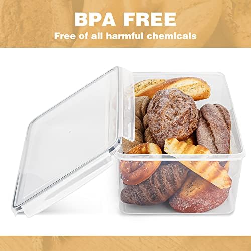 Tiawudi 2 Pack Large Bread Box for Kitchen Countertop, Airtight Bread Storage Container for Homemade Bread and Bakery Loaf, Plastic Bread Keeper, 11.6 Qt / 11L Each - Image 3