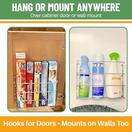 Evelots Kitchen Wrap & Food Bag Organizer Wall/Cabinet Mount, 1-Pack, White - Image 5