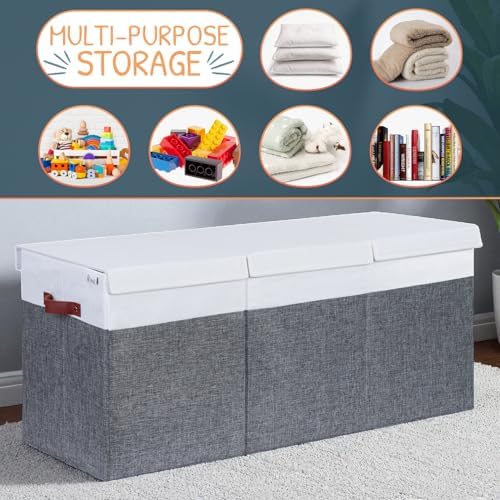 SoftOwl Extra Large Toy Storage Organizer with Lid - Sturdy, Collapsible Toy Chest Storage Box Design - Toys Bin with Dividers for Kids, Nursery, Bedroom, Playroom 37"x16"x14" - Image 4