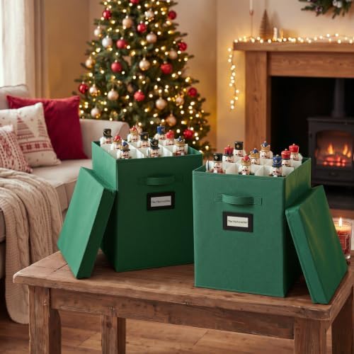 2 Packs Christmas Nutcracker Storage Box 16 Inch Hold 9 Nutcrackers Figurine Collectible with Dividers for Holiday Decor Carolers Santa Figure Nut Cracker Ornaments - Image 5