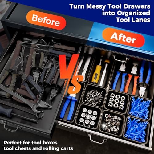 10 PCS Small Toolbox Organizer Trays for Drill Bits, Impact Bits and Sockets, Drawer Bins for Garage Mechanic Chest and Workbench Bit Drawers(S_10PCS_Black) - Image 3