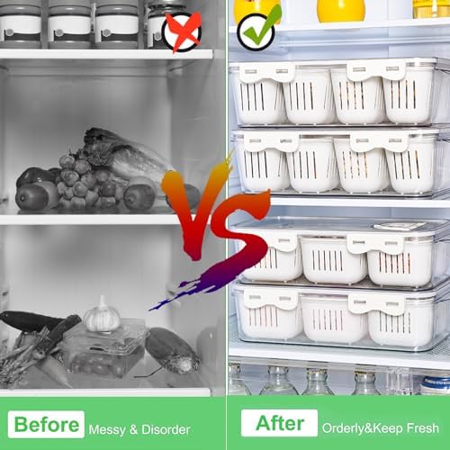 Veggie Tray Divided Serving Tray with Lid, Salad Bar Container for Fridge - Image 5