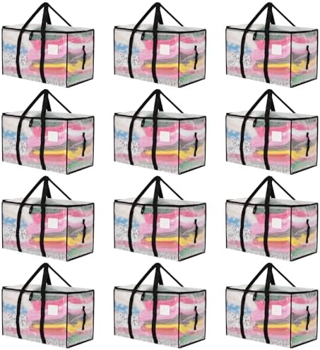 Moving Bags Heavy Duty Extra Large, Alternative for Moving Boxes & Moving Supplies,Clear Storage Bins with Lids, Plastic Packing Tote, Storage Bags for Clothes with Handles & Zippers(Clear, 12 Pack) - Image 3