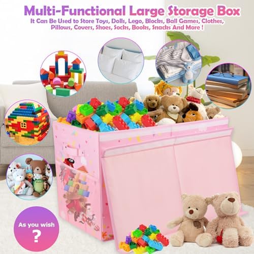 Large Toy Box, Sturdy Kids Storage Organizer for Boys Girls, 25"x13"x16" - Image 3