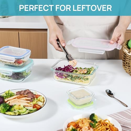 Vtopmart 8 Pack Glass Food Storage Containers with Lids Multi-colors - Image 4