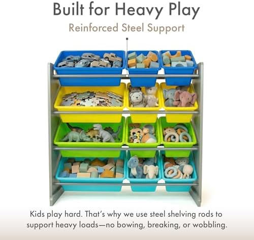 Humble Crew Kids Toy Organizer with 12 Bins, 4 Tier Storage for Playroom - Image 4
