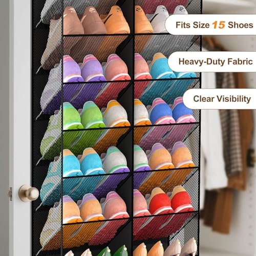 UVIAHOMI Over the Door Shoe Organizer for 20-30 Pairs, 10-Tier, Black - Image 5