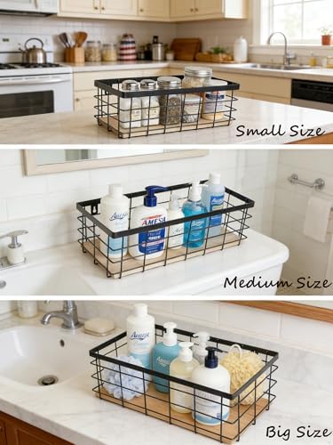 ShabbyDecor Metal Wire Basket for Kitchen Cabinets,Pantry,Bathroom,Set of 3 - Image 6