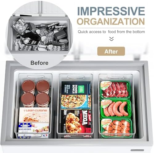 Heyuzb 2 Pack Clear Freezer Organizer Bins Stackable Storage Bins with Side Handles for Kitchen Pantry Cabinet Organzation and Storage - Image 3