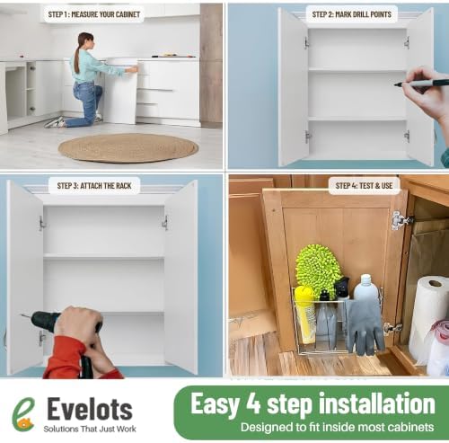 Evelots Kitchen Wrap & Food Bag Organizer Wall/Cabinet Mount, 4-Pack, Black - Image 6