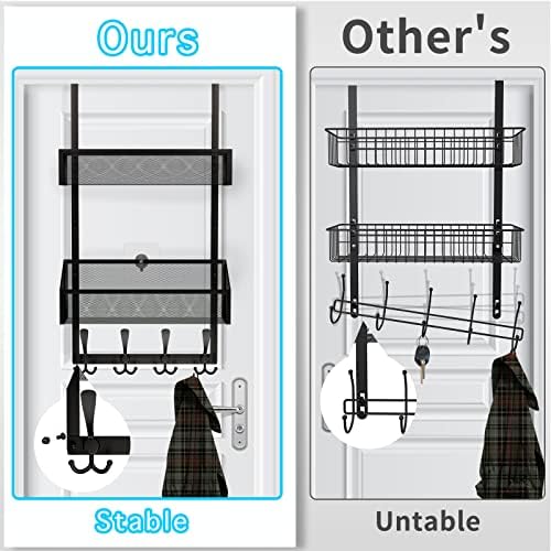 Kaiferty Over The Door Hooks Organizer, Coat Rack Over The Door Storage Hanger Towel Rack, Back of Door Storage Organizer for Bathroom,Bedroom,Kitchen,Office (Black, 3-Tier) - Image 2