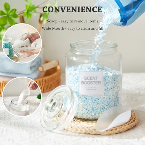 FyndraX Half Gallon Glass Jars - Large Airtight Containers with Scoop and Labels for Organization and Storage Laundry, Bath Room, Kitchen and Pantry Holder, Set of 4 - Image 3