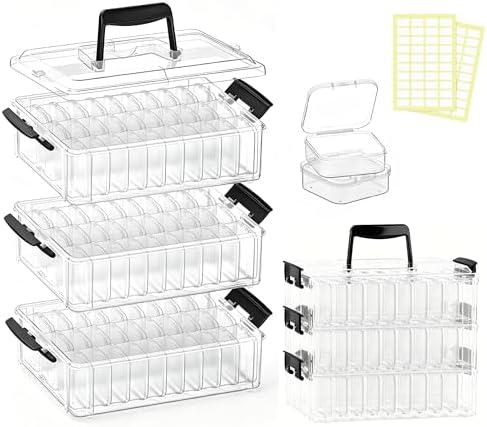 3-Tier Stackable Bead Organizer Box, 90 Small Containers and Lids by Unknown