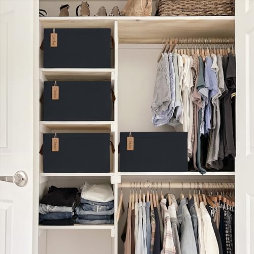 CHICVITA 30L Large Fabric Closet Baskets for Shelves, 4Pack, Black - Image 2