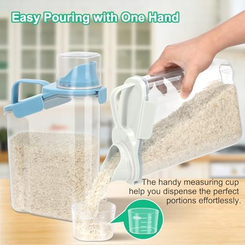 TBMax 2 Pack Rice Container Cereal Storage Container 3.2 Quarts, Kitchen Pantry Dry Food Storage Holder with Easy-Pouring Spout & Handy Cup, Small Pet Dog Cat Food Dispenser for Daily Feeding - Image 3