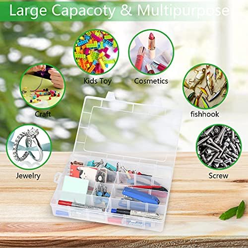 Gbivbe Large 24 Grids Plastic Organizer Box Adjustable Dividers,Clear Storage Box for Jewelry, Art DIY Crafts, Washi Tapes, Beads and Small Parts(3 Pack) - Image 6