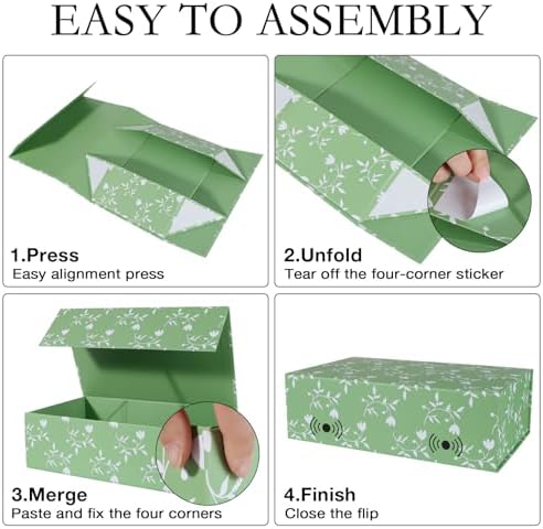 LFBOX Green Leaves Gift Box with Magnetic Lids 5 Pack - Image 3