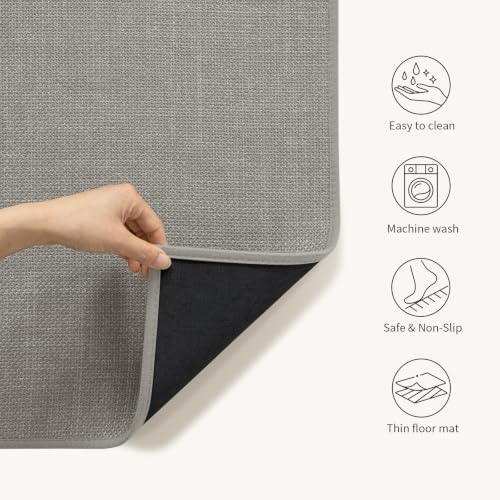 chakme Bathroom Rugs Mat 59x17, Ultra Thin Non Slip Bath Mat Runner Quick Dry Absorbent Bath Mat for Bathroom Floor, (Dark Grey, 59"x17") - Image 4