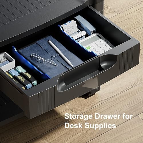 HUANUO Printer Stand with Storage Drawer, Locking Wheels, Under Desk Cart - Image 3