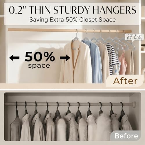 SMARTOR Plastic Hangers 200 Pack - Thin Hangers for Space Saving - Gray - Image 3