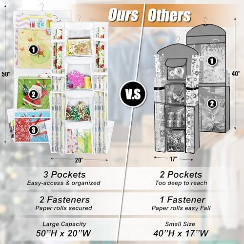 Simple Houseware Double-Sided Hanging Gift Wrap Organizer, White (Set of 1) - Image 3