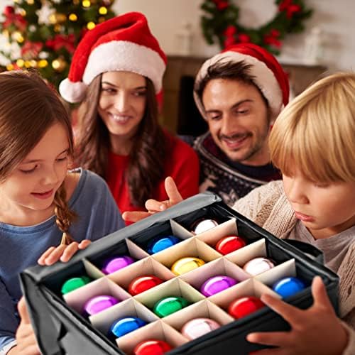 ProPik Holiday Ornament Storage Box Organizer Chest, With 3 Separate Removable Trays Holds Up to 48 Ornaments Balls, Three separated Trays With Dividers To Organize Bulbs (Gray) - Image 2