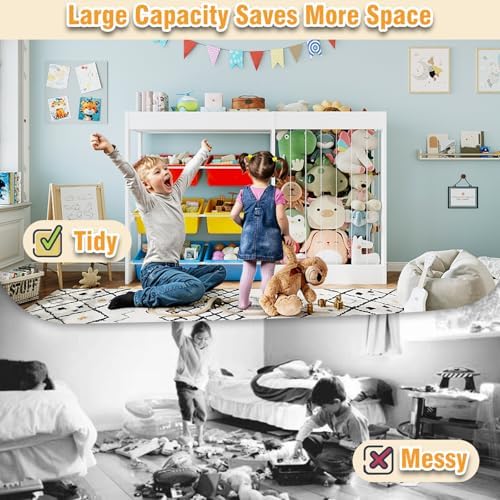 VontinT 50.6"W Toy Organizers and Storage with Stuffed Animal Holder,Wooden - Image 6