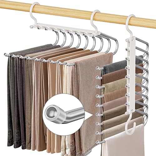 Upgrade 9 Layers Pants Hanger Space Saving Non-Slip Closet Organizer 2 Pack by Besslly