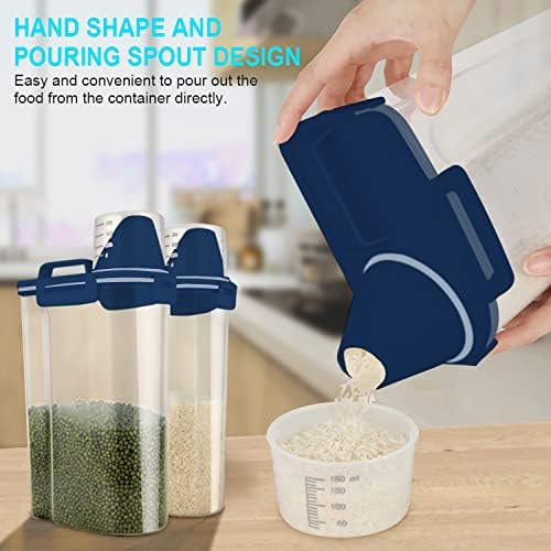 Uppetly Rice Airtight Dry Food Storage Containers, BPA Free Plastic Storage Bin Dispenser with Pourable Spout, Measuring cup for Cereal, Flour and Baking Supplies Blue - Image 2