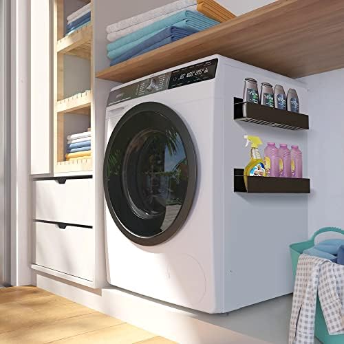 Hamilton Max 2 Pack Magnetic Shelves for Washing Machine, Laundry Organizer and Storage, Magnetic Spice Rack for Refrigerator, Holds 12 pounds each, Black Steel - Image 2