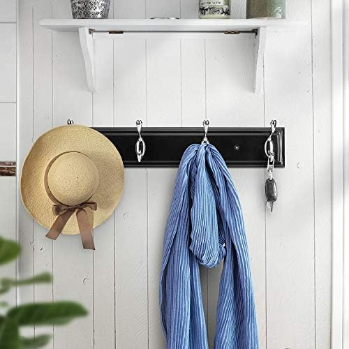 Wall Mounted Coat Hanger, 4 Hooks for Coats, Keys, Bags - Heavy Duty Zinc Alloy, Versatile for Entryway, Bedroom, Kitchen, Mudroom - Black - Image 6