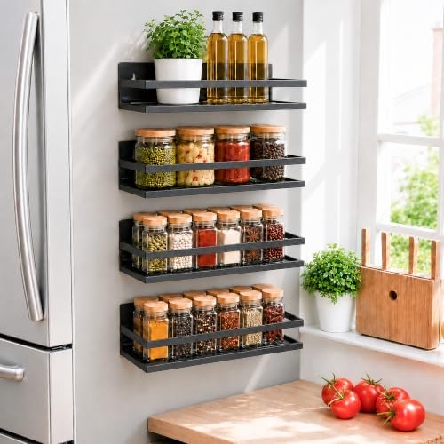 SMRCAD Magnetic Spice Rack 4-Pack – Heavy-Duty, Rust-Resistant by SMRCAD