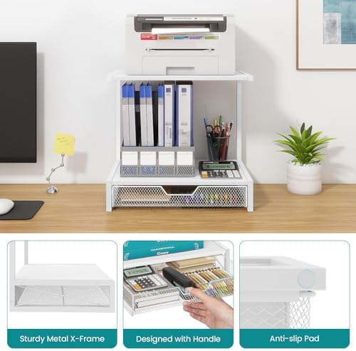 ELITEROO Printer Stand for Desk with Storage Drawer, 2 Tier Desk Shelf - Image 6
