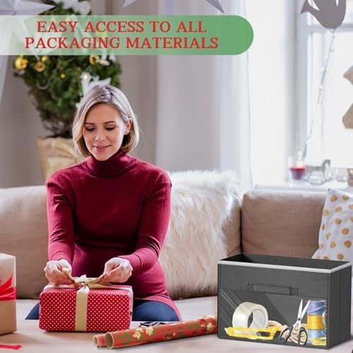 Over Door Wrapping Paper Organizer Storage with 5 Removable Drawers & 2 Large Side Pockets for Gift Wrap Rolls Wrap Storage for Ribbons, Bows, Ornaments and Tools - Image 2