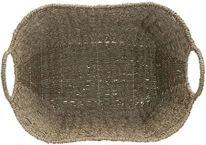 Household Essentials Seagrass Woven Storage Basket with Handles, Natural - Image 5