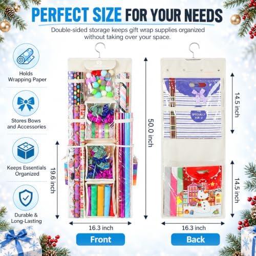 Freegrace Hanging Gift Wrap Organizer - Wrapping Paper Storage Bag, 41 Inch - Image 2
