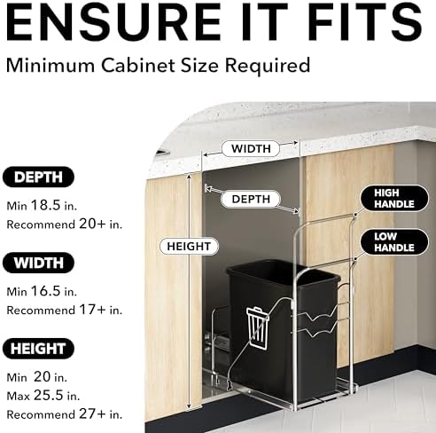 Simple Houseware Pull Out Trash Can Shelf (for 7~13 Gal, Can Not Included) - Image 3