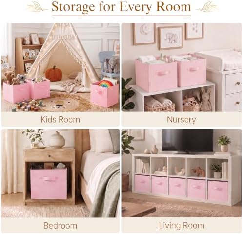 Criusia Storage Cubes - 13 Inch Heavy Duty Fabric Storage Bins for Shelves Closet Cube Organizer - 8 Pack Collapsible Cube Storage Bins Baskets for Clothes Blankets Toys - Nursery Organization - Image 7