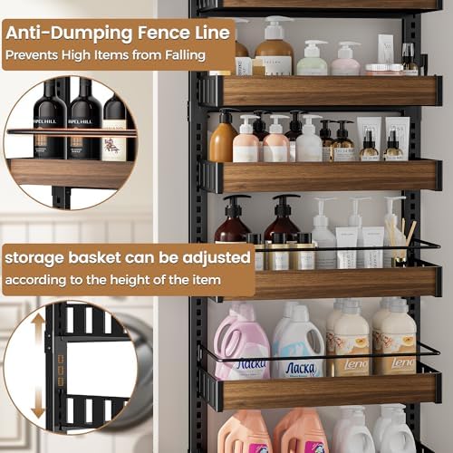 POKIPO 8 Tier Over The Door Pantry Organizer, 2 IN 1 Wall Mount or Hanging Spice Rack Seasoning Shelves with Adjustable Basket, Back of Door Organizer and Storage for Kitchen Cabinet and Room Closet - Image 5