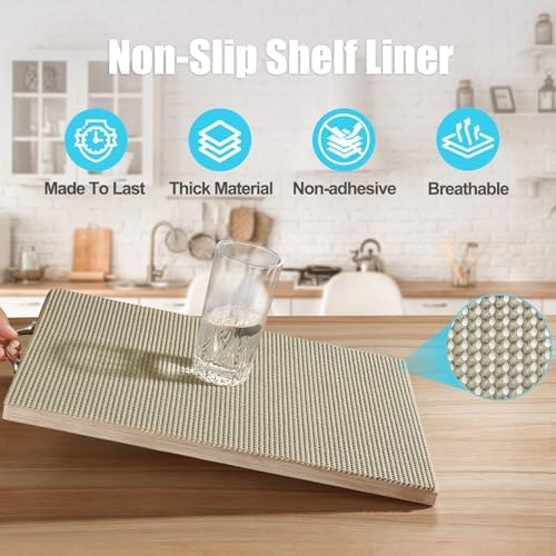 Songrey Non-Slip Shelf Cabinet and Drawer Liner, 20IN x 20FT, Beige - Image 2