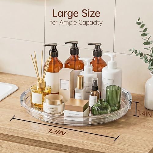 LAMU 12 in Lazy Susan Turntable, 2 Pack Clear Spice Rack, Organizer Storage - Image 2