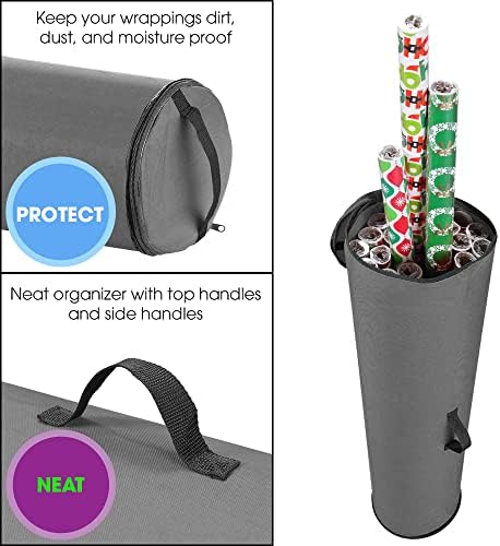 Wrapping Paper Storage Bag | Wrapping Paper Organizer Under Bed for Storing Multiple Rolls of Gift Wrap, 40” Length Container Constructed of Durable 600D Oxford Material (Gray) - Image 3