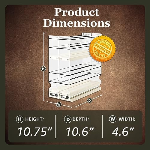 Vertical Spice - Narrow Pullout Spice Rack - Sliding Drawer for Kitchen Organization - Pantry Organizers and Storage - 2 Drawers & 2 Tiers - 20 Spice Jar Capacity (4.6" W x 10.75" H x 10.6" D, Cream) - Image 4