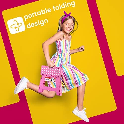 ACSTEP 9" Folding Step Stool for Kids, Holds 300 lb Foldable Stools, Pink - Image 6
