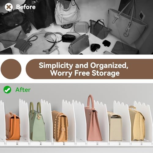 SOYO Adjustable Shelf Dividers for Closet, Purse Organizers for Bag, White - Image 7