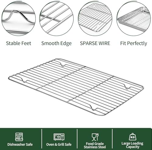 Large Stainless Steel Baking Sheet with Cooling Wire Rack Set, 18x12x1 Inch - Image 4