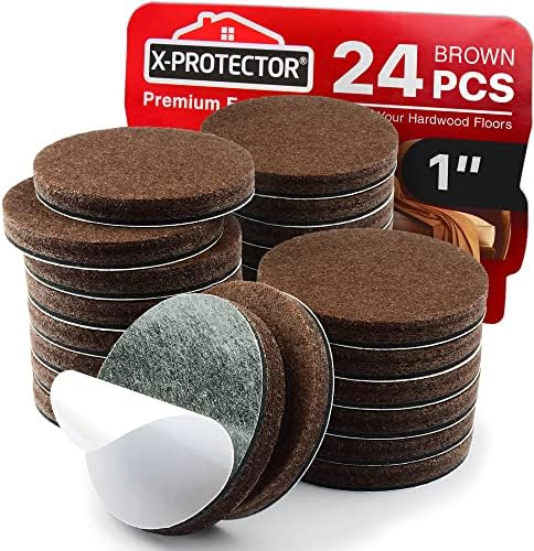 24 Felt Furniture Pads 1” 1/4” Thick X-Protector! Round Felt Pads by X-Protector
